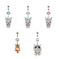 Bauchnabelpiercing Eule Anhänger 1,6mm 10mm Nabelpiercing Chirurgenstahl Bananabell Zirkonia 14 Karat Gold Silber Clear Pink Aqua