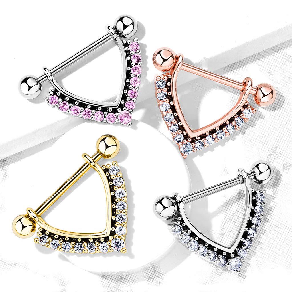 Brustwarzenpiercing Enamel Zirkonia Kranz Brustpiercing Nippelpiercing Chirurgenstahl Silber Gold Roségold Stab 1,6/14mm