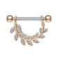 Brustwarzenpiercing ZIRKONIA-BESETZTE BLÄTTER Brustpiercing Nippelpiercing Edelstahl Clear Gold Silber ROSÈGOLD 1,6mm 14mm