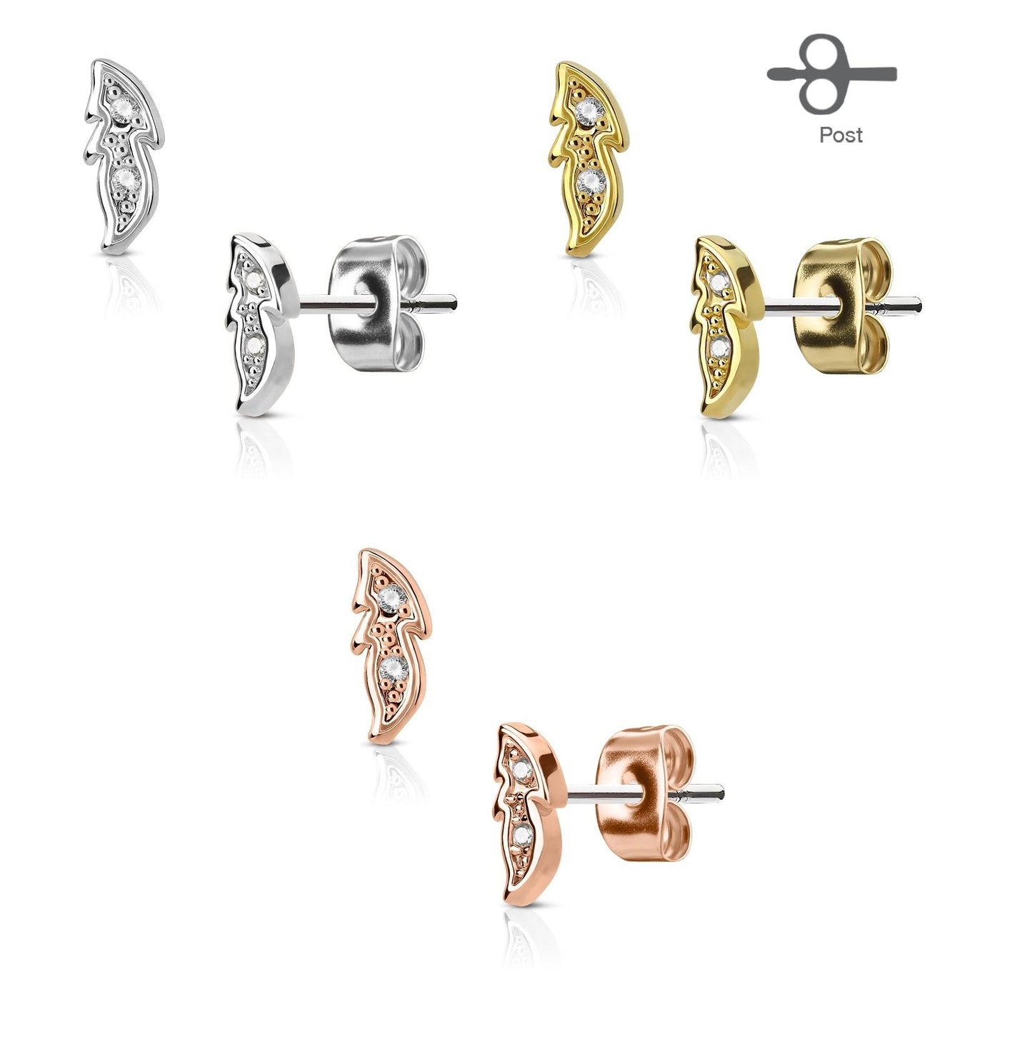 1 Paar Ohrringe Set Stecker Edelstahl Chirurgenstahl Kleines Blatt clear Zirkonia gold silber roségold