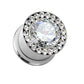 Ohrplug GROSSER ZIRKONIA Ohrpiercing Ohrschmuck Chirurgenstahl Tunnel Schraubverschluss Gold Schwarz Roségold Silber 6-12mm