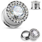 Ohrplug GROSSER ZIRKONIA Ohrpiercing Ohrschmuck Chirurgenstahl Tunnel Schraubverschluss Gold Schwarz Roségold Silber 6-12mm