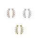 1 Paar Ohrklemmen BLÄTTER 21 x 3mm Set Ohrringe Ohrclip Ohrstecker Chirurgenstahl Zirkonia Silber Gold Roségold