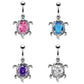 Bauchnabelpiercing SCHILDKRÖTE 1,6mm 10mm Nabelpiercing Edelstahl Chirurgenstahl Bananabell Zirkonia Silber Aqua Pink Clear Lila