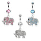 Bauchnabelpiercing Elefant Anhänger Stab 1,6mm 10mm Nabelpiercing Chirurgenstahl Bananabell Zirkonia Silber Pink Aqua Clear