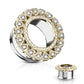 Ohrtunnel Herz-Kranz ZIRKONIA Ohrpiercing Ohrschmuck Chirurgenstahl Plug Sattelverschluss Silber Gold Roségold Clear 6-16mm
