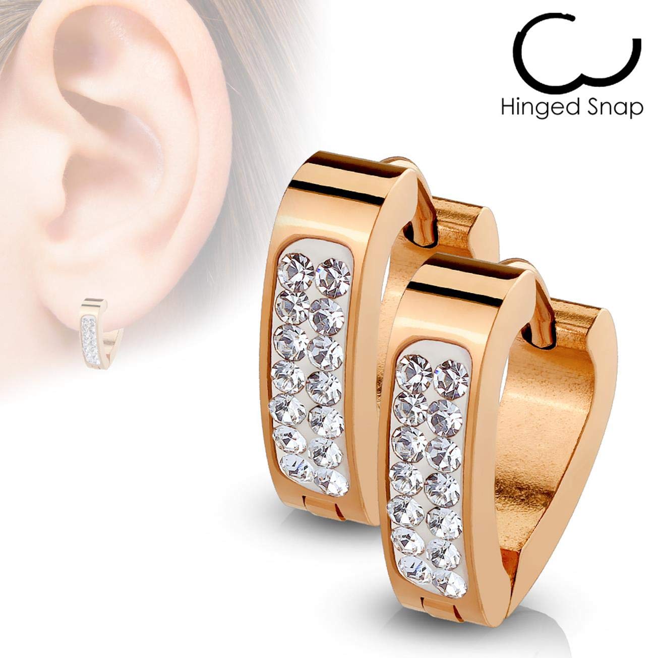 Damen 1 Paar Kristall Triangel Creolen Ohrringe Schmuck Ohrstecker Chirurgenstahl Multicolor