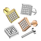 Knorpel Ohrstecker Quadrat Silber Gold Roségold Pavé Zirkonia Clear Piercings Chirurgenstahl Schraubverschluss Stab 6/8mm lang
