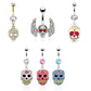 Bauchnabelpiercing 1,6mm 10mm Anhänger Totenkopf Skull Nabelpiercing Edelstahl Chirurgenstahl Bananabell Zirkonia 14 Karat