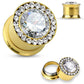 Ohrplug GROSSER ZIRKONIA Ohrpiercing Ohrschmuck Chirurgenstahl Tunnel Schraubverschluss Gold Schwarz Roségold Silber 6-12mm