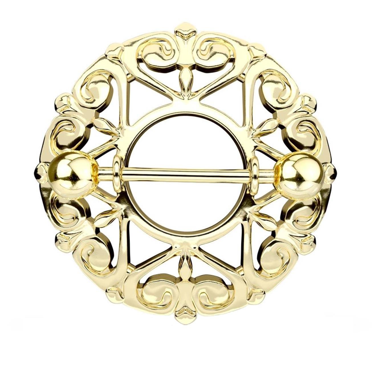 Ring TRIBAL Herzen Brustwarzenpiercing Intimpiercing Brustpiercing Edelstahl 14 Karat VERGOLDET Silber ROSÈGOLD 1,6mm 19mm