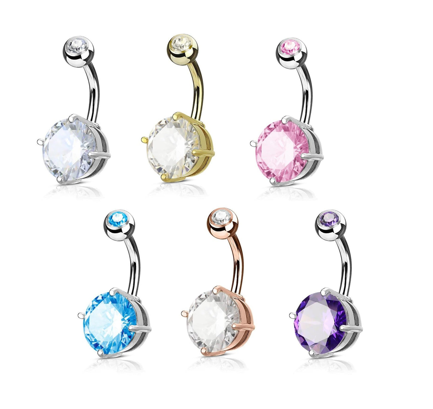 Bauchnabelpiercing 1,6mm 8mm Kugel 5mm Nabelpiercing Edelstahl Chirurgenstahl Bananabell Zirkonia Gold Silber Roségold