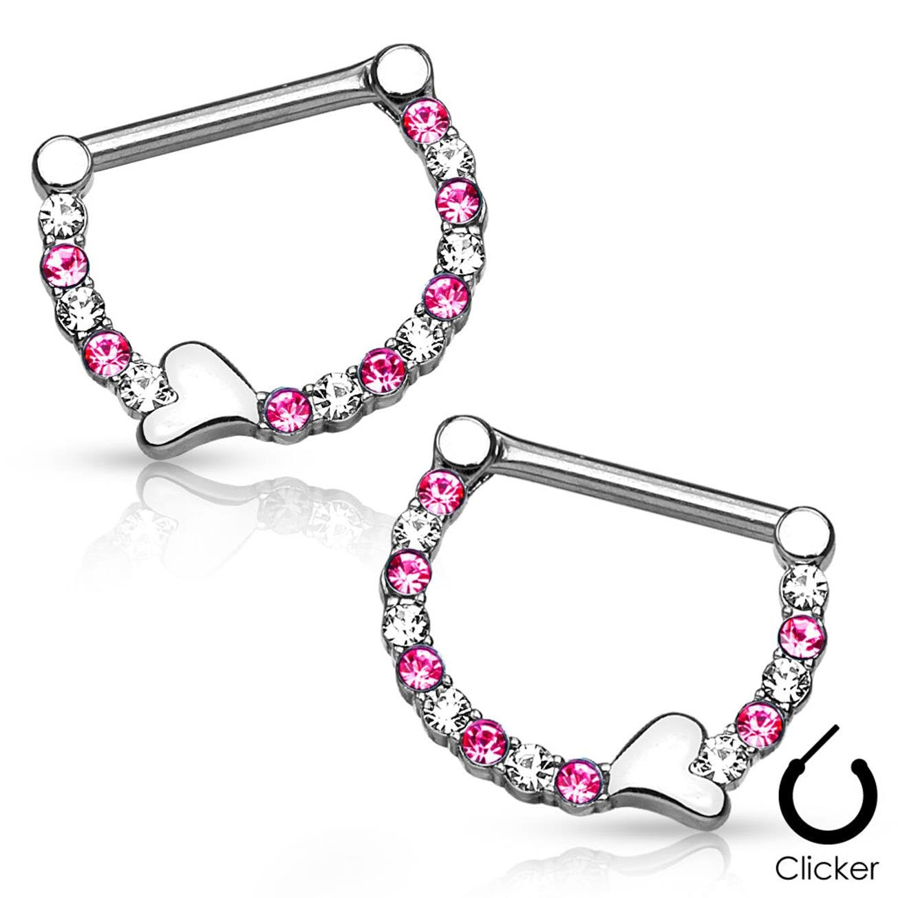 Brustwarzenpiercing 1 Paar ZIRKONIA HALBKREIS Herz Brustpiercing Intimpiercing Edelstahl Silber Gold Stab 1,6mm 12mm