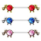 Brustwarzenpiercing Elefant ZIRKONIA Brustpiercing Intimpiercing Edelstahl Gold Silber Roségold Stab 1,6mm 14mm