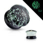 Ohrplug Glow in The Dark Sparkles Ohrpiercing Ohrschmuck Pyrex Glas Tunnel Sattelverschluss 6-16mm
