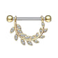 Brustwarzenpiercing ZIRKONIA-BESETZTE BLÄTTER Brustpiercing Nippelpiercing Edelstahl Clear Gold Silber ROSÈGOLD 1,6mm 14mm