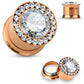 Ohrplug GROSSER ZIRKONIA Ohrpiercing Ohrschmuck Chirurgenstahl Tunnel Schraubverschluss Gold Schwarz Roségold Silber 6-12mm