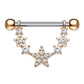 ZIRKONIA-Sterne Bogen Brustwarzenpiercing Brustpiercing Intimpiercing Edelstahl Silber Roségold Gold Clear Stab 1,6mm 14mm