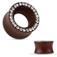 Ohrtunnel ORGANISCHES Holz KRISTALL-Rand Ohrpiercing Ohrschmuck Plug Sattelverschluss Hellbraun Dunkelbraun 8-16mm