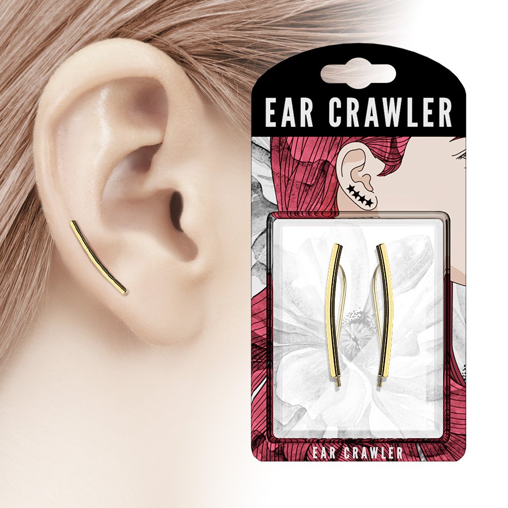 1 Paar Ohrklemmen gebogener BALKEN 23 x 2mm Set Ohrringe Ohrclip Ohrstecker Chirurgenstahl Silber Gold Roségold