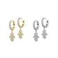 1 Paar Damen Creolen Ohrhänger Anhänger Hamsa-Hand Pavé Zirkonia Clear Ohrringe Ohrstecker Silber Gold