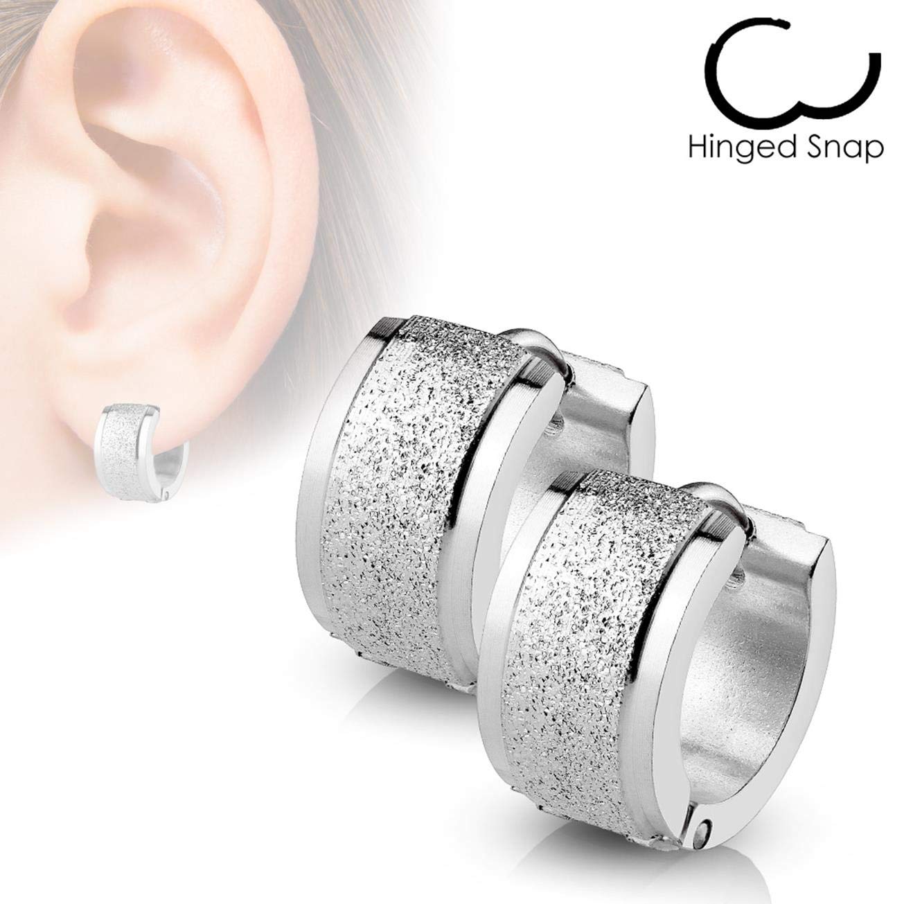 Damen 1 Paar Creolen sandgebürstet Ohrringe Schmuck Ohrstecker Chirurgenstahl Multicolor Breite 7mm