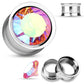 Ohrplug GROSSER KRISTALL Ohrpiercing Ohrschmuck Chirurgenstahl Tunnel Schraubverschluss Silber Blau Pink 6-16mm