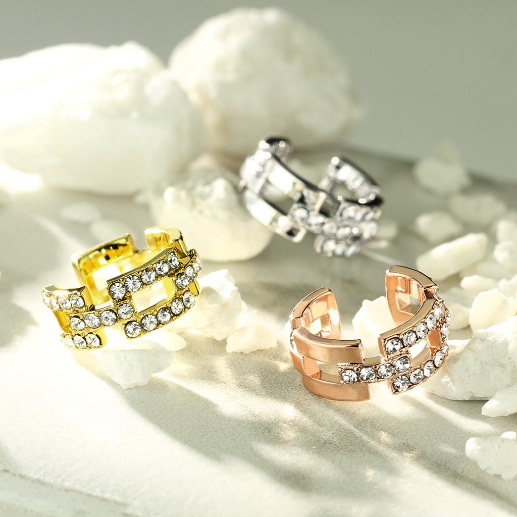 Ohrklemme GLITZERNDE ZIRKONIA VIERECKE clear Ohrringe Ohrclip Fake-Piercing Messing Silber Gold Roségold