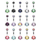 Bauchnabelpiercing 2 ZIRKONIA Nabelpiercing Chirurgenstahl Bananabell Silber Multicolor Stab 1,6/11mm Kugeln 5/8mm