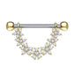 ZIRKONIA-Blumen Bogen Brustwarzenpiercing Brustpiercing Intimpiercing Edelstahl Silber Gold Roségold Clear Stab 1,6mm 14mm