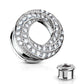 Ohrtunnel Glitzer-Wirbel ZIRKONIA Ohrpiercing Ohrschmuck Chirurgenstahl Plug Sattelverschluss Silber Gold Roségold Clear 6-16mm