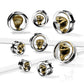 Ohrtunnel Goldene Kobra Silber 10-25mm Ohrpiercing Edelstahl Ohrschmuck Screw Fit Flesh Plug Schraubverschluss