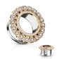 Ohrtunnel Herz-Kranz ZIRKONIA Ohrpiercing Ohrschmuck Chirurgenstahl Plug Sattelverschluss Silber Gold Roségold Clear 6-16mm