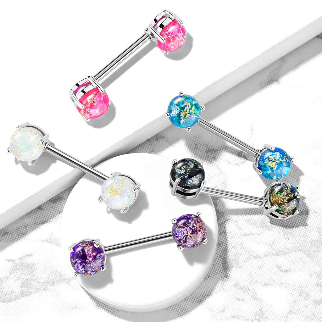 Brustwarzenpiercing Lava Glitzer Stein Brustpiercing Nippelpiercing Chirurgenstahl Silber Stabdicke 1,6mm Länge 14mm