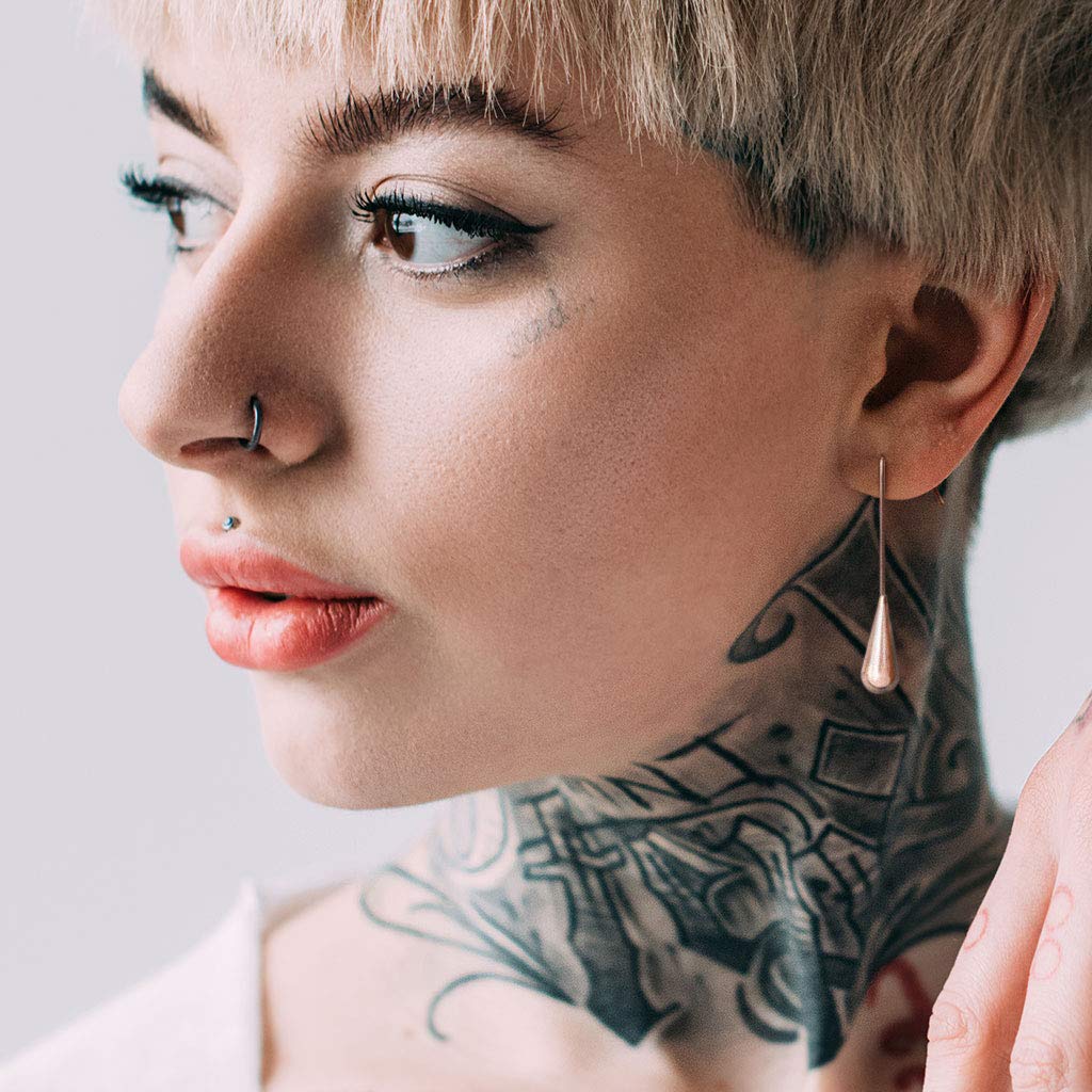 1 Paar Damen Langer Tränen-Tropfen Anhänger Ohrringe Ohrstecker Ohrhänger Chirurgenstahl Gold Roségold Silber 48mm