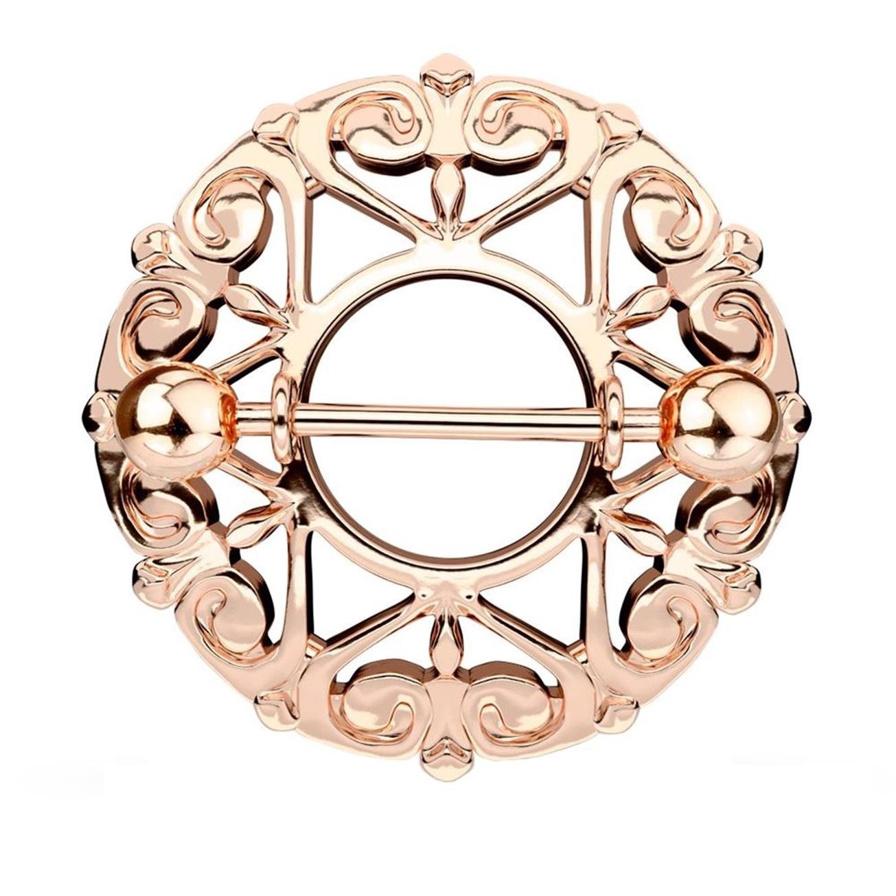 Ring TRIBAL Herzen Brustwarzenpiercing Intimpiercing Brustpiercing Edelstahl 14 Karat VERGOLDET Silber ROSÈGOLD 1,6mm 19mm