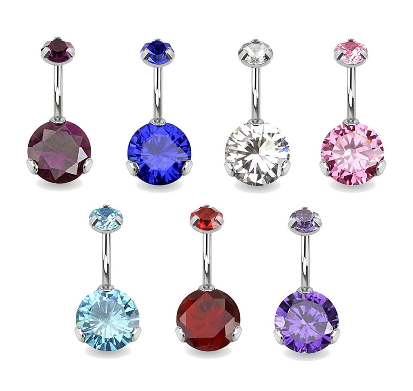 Bauchnabelpiercing GROSSER ZIRKONIA 1,6mm 10mm Nabelpiercing Chirurgenstahl Banabell viele Farben