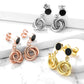 1 Paar Damen e Schwarze Emaille Anhänger verflochtene Kreise Ohrringe Ohrstecker Chirurgenstahl Gold Roségold Silber 12,3mm