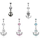 Bauchnabelpiercing Anker 1,6mm 10mm Anhänger Nabelpiercing Chirurgenstahl Bananabell Zirkonia Silber Clear Blau Pink Schwarz
