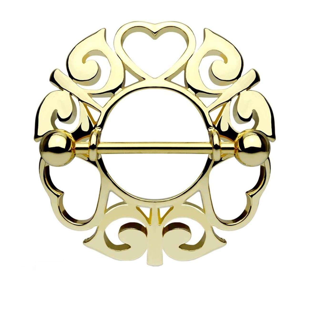 Ring TRIBAL Herzen Brustwarzenpiercing Intimpiercing Brustpiercing Edelstahl 14 Karat VERGOLDET Silber ROSÈGOLD 1,6mm 19mm