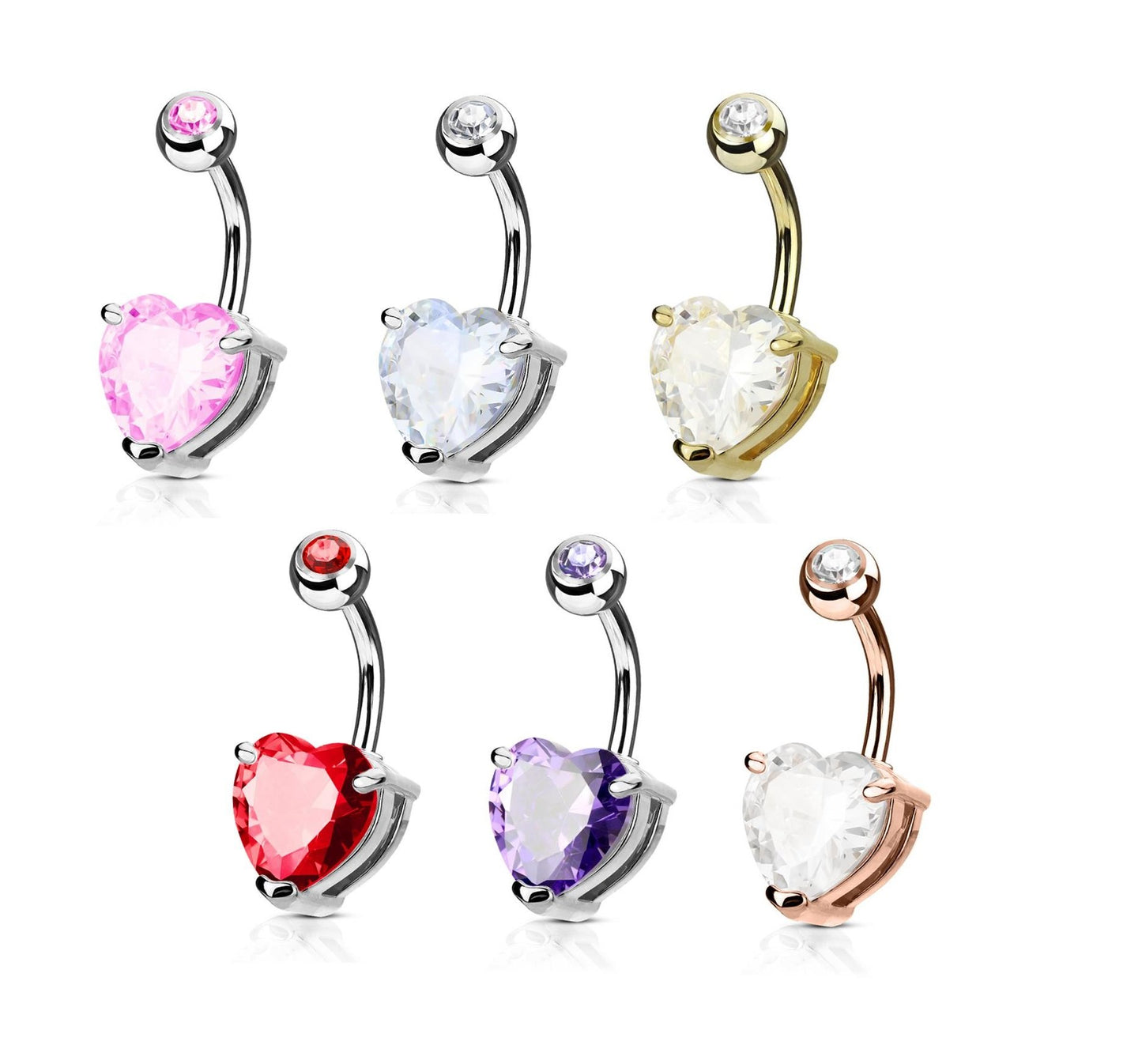 Bauchnabelpiercing 1,6mm 10mm Herz 7mm Nabelpiercing Edelstahl Chirurgenstahl Bananabell Zirkonia Gold Silber Roségold