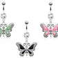 Bauchnabelpiercing Set 1,6mm 10mm Schmetterling 15,7mm x 19,9mm Nabelpiercing Chirurgenstahl Bananabell Zirkonia Silber