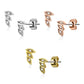 1 Paar Ohrringe Set Stecker Edelstahl Chirurgenstahl 3 Blaetter Leaves clear Zirkonia gold silber roségold