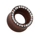 Ohrtunnel ORGANISCHES Holz KRISTALL-Rand Ohrpiercing Ohrschmuck Plug Sattelverschluss Hellbraun Dunkelbraun 8-16mm