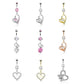 Bauchnabelpiercing 1,6mm 10mm Anhänger Herz Nabelpiercing Edelstahl Chirurgenstahl Bananabell Zirkonia Silber Gold Roségold