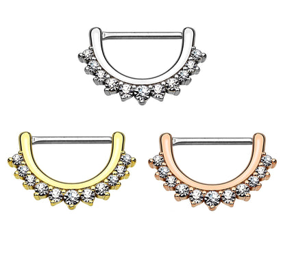 Brustwarzenpiercing ZIRKONIA-Reihe Brustpiercing Edelstahl Silber Gold Roségold Clear Stab 1,2mm 1,6mm 12mm klick-Verschluss