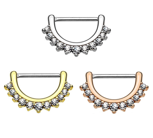 Brustwarzenpiercing ZIRKONIA-Reihe Brustpiercing Edelstahl Silber Gold Roségold Clear Stab 1,2mm 1,6mm 12mm klick-Verschluss