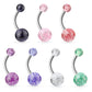 Bauchnabelpiercing GLITZERBALL 1,6mm 10mm Nabelpiercing Edelstahl Chirurgenstahl Bananabell Lila Blau Weiß Grün Schwarz Pink Rot