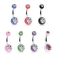 Bauchnabelpiercing 2 Glitzer-Kugeln 1,6mm 10mm Nabelpiercing Chirurgenstahl Bananabell Zirkonia Silber viele Farben