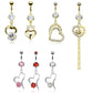 Bauchnabelpiercing Anhänger Herz 1,6mm 10mm Stab Nabelpiercing Edelstahl Chirurgenstahl Bananabell Zirkonia 14 Karat vergoldet
